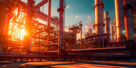 Large oil pipeline and gas pipeline in the process of oil refining and the movement of oil and gasの素材
