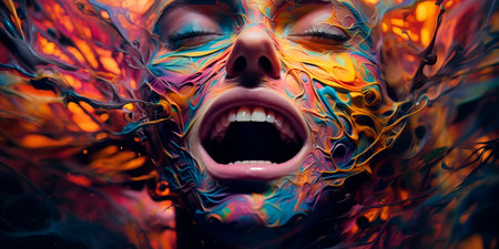 expressive drawing that expresses a person's inner emotions and experiences.の素材