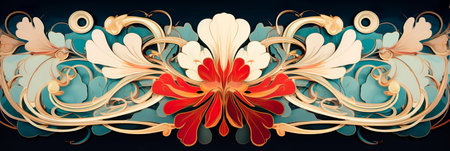 Stylized floral motifs in vintage art deco style.の素材