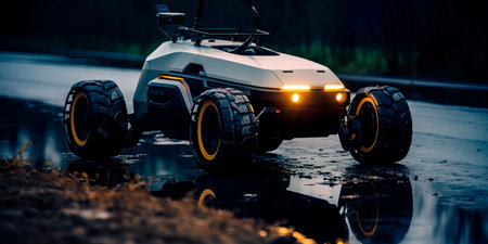 unmanned vehicle that moves independently on the road.の素材