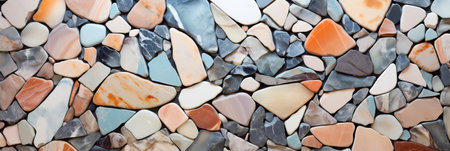 marble background with a mosaic-like arrangement of stone ceramic pieces forming a breathtaking design.の素材