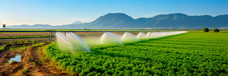 industrial pipeline carrying water for irrigation, contributing to agricultural activities.の素材
