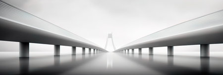 serene architectural background with a monochromatic palette, showcasing the purity of minimalist design through the lines of a sleek bridge. Generative AIの素材