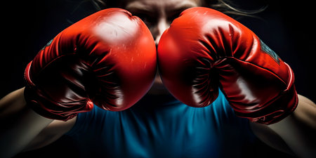 boxers demonstrating their skills in the ring.の素材