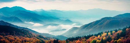 mountain landscape with a palette of bright autumn colors.の素材