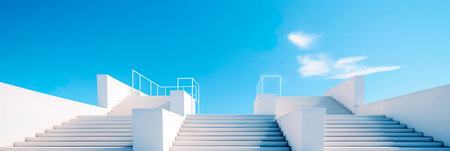 architectural scene with a focus on horizontals and verticals, showcasing the lines and angles of a minimalist outdoor Generative AIの素材