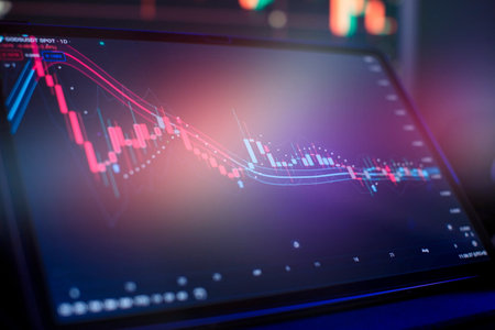 graph hologram on table with computer background. concept of financial