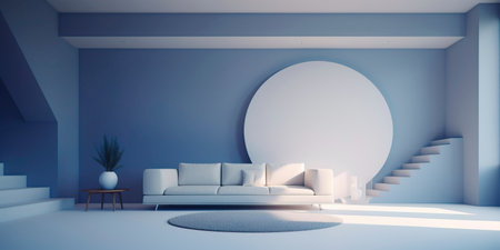 Geometric minimalist room interior design with clean lines and minimal decorative detailsの素材