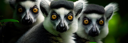 beautiful lemurs playing in the branches of Madagascar forests.の素材