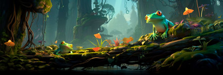 beautiful frogs that live in the Amazon rainforest.の素材