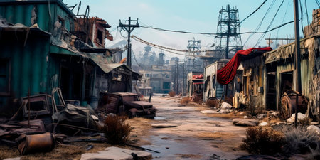 abandoned town by affected toxic contamination from nearby industrial activitiesの素材