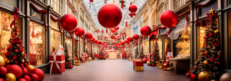 stores adorned with holiday decorations, combining the festive spirit with the shopping frenzy. Generative AIの素材