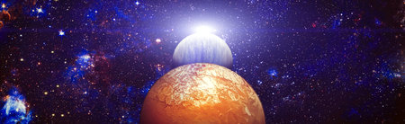 Mystical beautiful space. Unforgettable diverse space background , Spiral galaxy in deep space.の写真素材