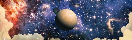 star particle motion on black background, starlight nebula in galaxy at universe Space background.