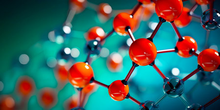 Abstract Molecular Structure: abstract representation of a molecular structure with geometric shapes and intricate patterns. Generative AIの素材