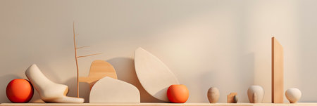 abstract backdrop with minimalist organic shapes and muted colors Generative AIの素材