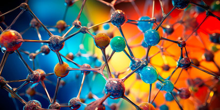 Abstract Molecular Structure: abstract representation of a molecular structure with geometric shapes and intricate patterns. Generative AIの素材