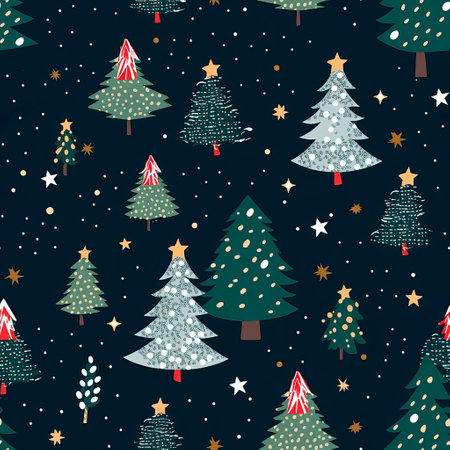 holiday-inspired design, featuring traditional elements such as Christmas trees, presents, and ornamentsの素材