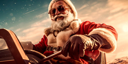 Christmas adventures with Santa Claus and reindeer.の素材