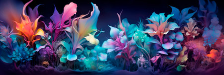 abstract, dynamic wilderness with patterns of flora and fauna in a lush and vibrant color palette, symbolizing the beauty of nature. Generative AIの素材