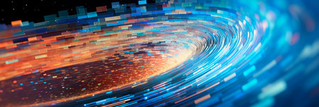 abstract background with code snippets swirling around like a vortex, conveying the dynamic nature of software development. Generative AIの素材