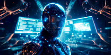 programmer in a space-age suit, symbolizing the future of coding in space technology. Generative AIの素材