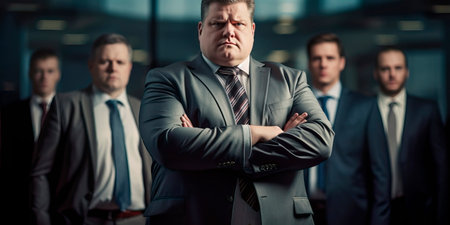 successful plus-size businessman who runs his own company.の素材