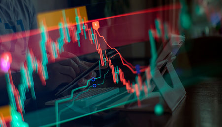 Candle stick graph chart of stock market investment trading.