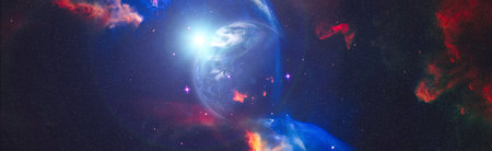 beautiful galaxy in outer space. Nebula night starry sky in rainbow colors. Multicolor outer space.