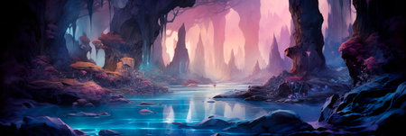 A living watercolor where colors blend and flow, forming new landscapes.の素材