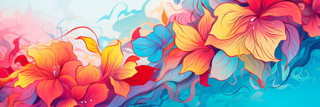 Abstract floral background series, with many flowers.の素材