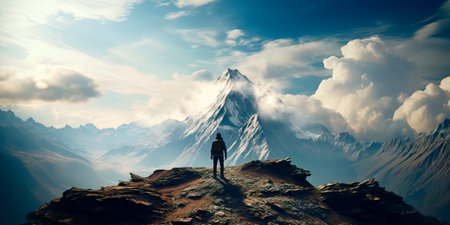 A serene mountaintop with breathtaking views and a sense of tranquility.の素材