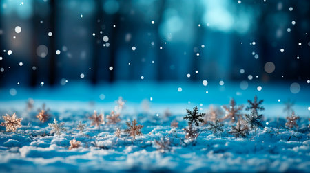 Beautiful winter. Winter background with snowflakes Christmas and New Year design.の素材