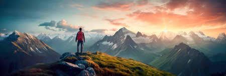 A serene mountaintop with breathtaking views and a sense of tranquility.の素材