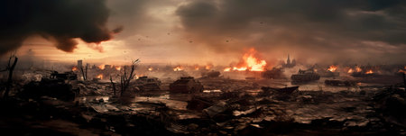 A furious war with destruction and terrible consequencesの素材