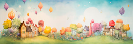 watercolor castle with a whimsical fairy tale theme .Generative AIの素材