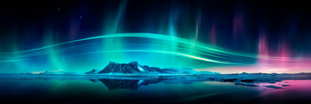 with the ethereal colors of the Northern or Southern Lights, creating a mystical and otherworldly ambiance. Generative AIの素材