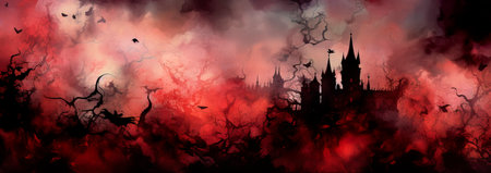 watercolor background with a touch of gothic elegance, featuring intricate details, dark hues, and a sense of mystery. Generative AIの素材