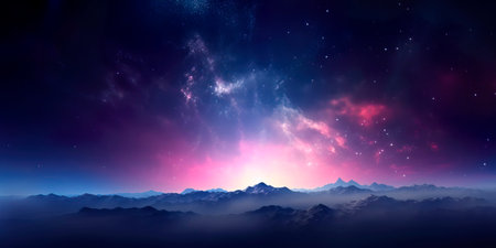 gradient backdrop reminiscent of a cosmic twilight, where the dark expansion of space gradually blends into the radiant colors of distant stars. Generative AIの素材