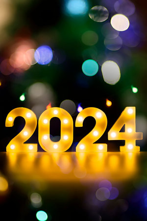 Merry Christmas and happy new year concept, Banner.Happy New Year 2024. A symbol from the number 2024の写真素材