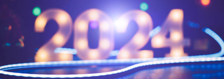 Background to New Year 2024. Beautiful Panoramic web bannerの写真素材