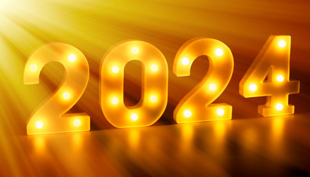 Merry Christmas and happy new year concept, Banner.Happy New Year 2024. A symbol from the number 2024の写真素材