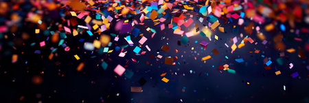 An abstract New Year's theme with a top view of confetti and copy space. Generative AIの素材