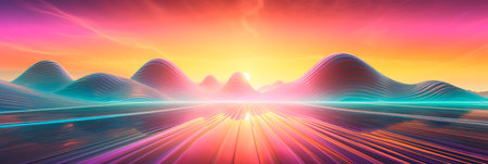 Wave Journey An imaginative of the gradient as waves carrying the journey through time. Generative AIの素材