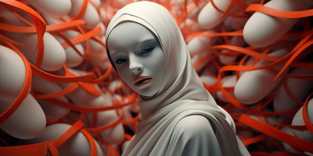 Masked Vulnerability: A concept that delves into the idea of masking one's vulnerability and true feelings in order to cope with mental health challenges. Generative AIの素材