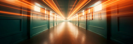 rushing light particles, light speed concept. Generative AIの素材