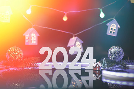 holiday web banner Happy New Year 2024の写真素材