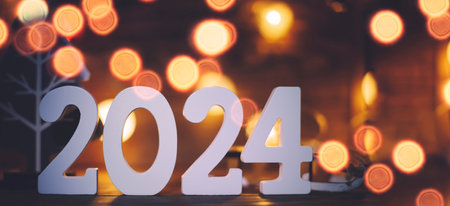 New Year's Eve holiday greeting card 2024. Happy new year 2024