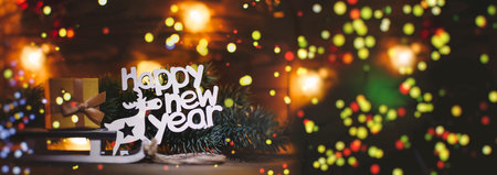 Merry Christmas and Happy Holidays greeting card, frame, banner.の写真素材