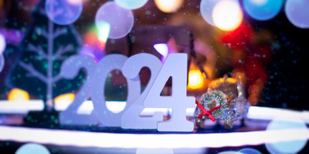 Christmas or New years eve; holiday background, Winter xmas holiday theme.の写真素材